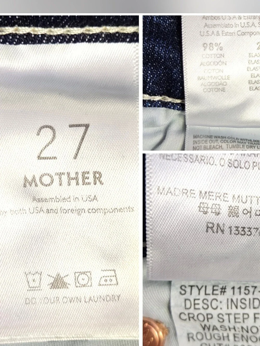 Mother The Dazzler Shift Jean Size 27 Dark Blue Denim Straight Leg Mid-rise
